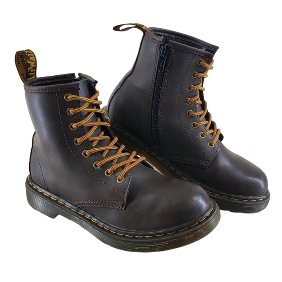 Dr. Martens Other - Dr Martens Combat Boots Shoes Girls Junior Sz 2 Brown Leather Softy Lace Up 1460